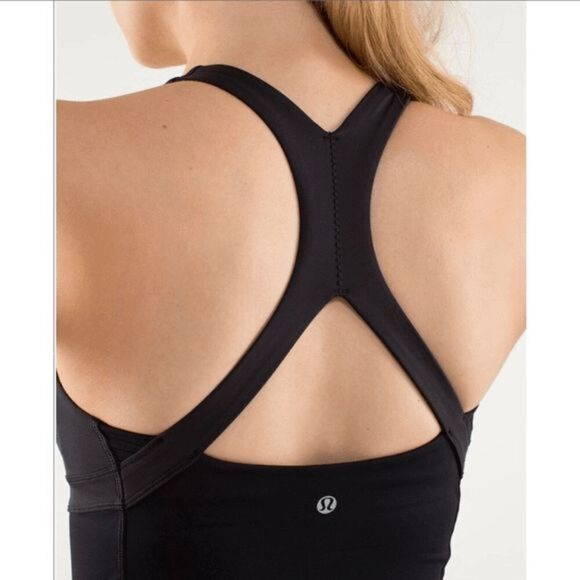 Lululemon Tank Top Womens 4 Black Run Fast Track Cutout Racerback Active Gym #B - Picture 2 of 9